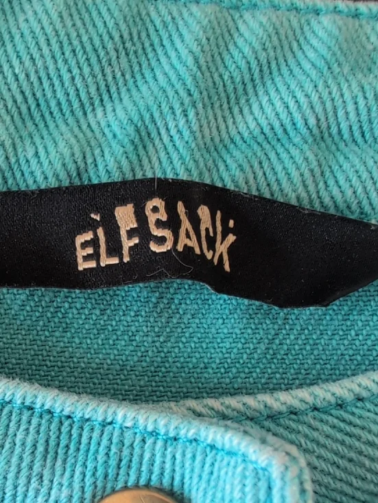 ELF SACK Turquoise Cotton Denim Jacket With Embroidered Cherries. Medium. - Picture 16 of 16